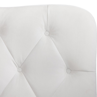 Wooden Twist Tessa Velvet Upholstery Rectangular Bed ( White )