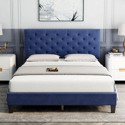 Modern Upholstered Platform Queen Size Bed