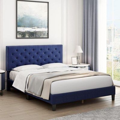 Modern Upholstered Platform Queen Size Bed