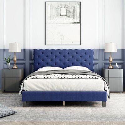 Modern Upholstered Platform Queen Size Bed