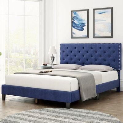 Modern Upholstered Platform Queen Size Bed