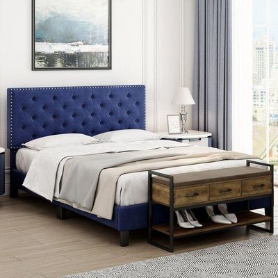 Modern Upholstered Platform Queen Size Bed