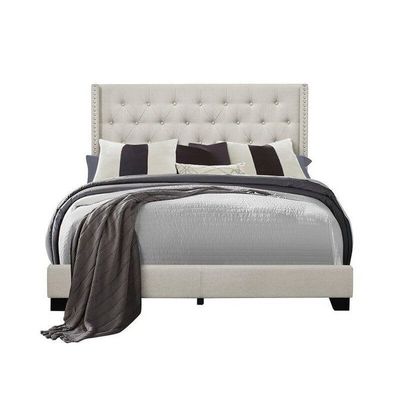 Modern Beige Leatherette Standard Queen Size Bed