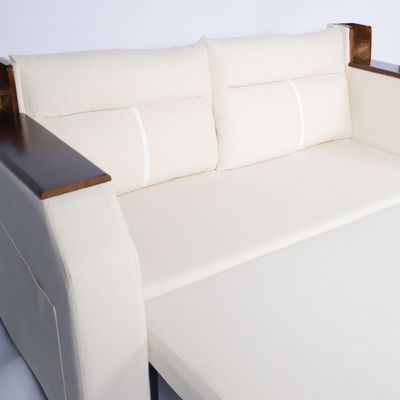 Extendable 2 in 1 Sofa Bed with Side Pockets,  Bottom and Side Storage, USB Ports, Bluetooth and Speaker+ 130 cm Outside+ Off White