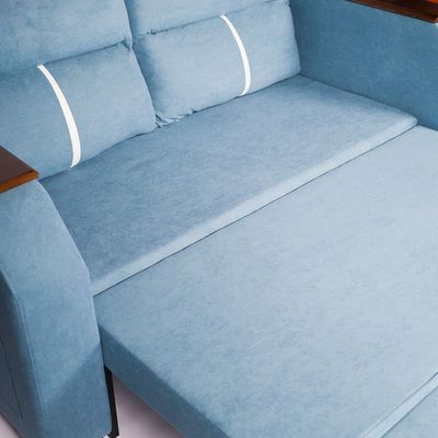 Extendable 2 in 1 Sofa Bed with Side Pockets,  Bottom and Side Storage, USB Ports, Bluetooth and Speaker+ 130 cm Outside + Blue