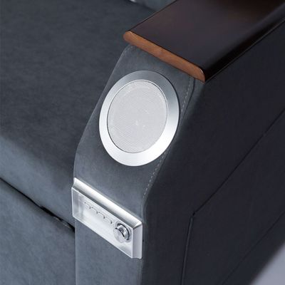 أريكة سرير  2 في 1 قابلة للتمديد مع جيوب جانبية و تخزين سفلي وجانبي بالإضافة ألى منافذ USB وبلوتوث ومكبر صوت + 130سم مقاس خارجي + رمادي غامق