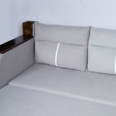 Extendable 2 in 1 Sofa Bed with Side Pockets,  Bottom and Side Storage, USB Ports, Bluetooth and Speaker+ 150 cm Outside + Light Gray