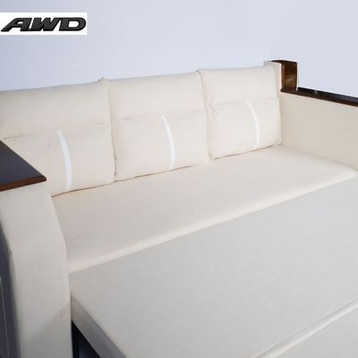 Extendable 2 in 1 Sofa Bed with Side Pockets,  Bottom and Side Storage, USB Ports, Bluetooth and Speaker+ 180 cm Outside + Off White