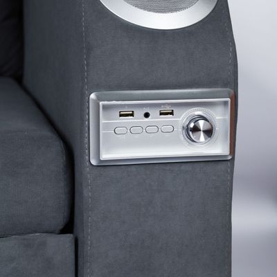 أريكة سرير  2 في 1 قابلة للتمديد مع جيوب جانبية و تخزين سفلي وجانبي بالإضافة ألى منافذ USB وبلوتوث ومكبر صوت + 180سم مقاس خارجي + رمادي غامق