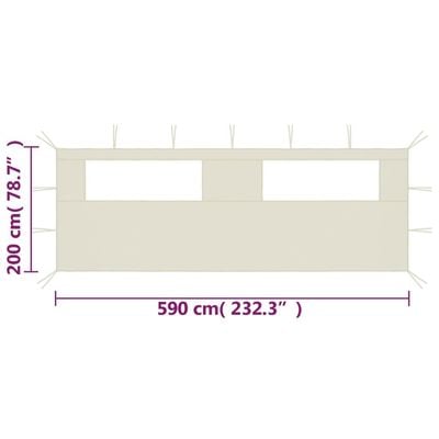 Gazebo Sidewall with Windows 6x2 m Cream