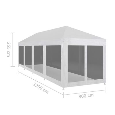 Party Tent with 10 Mesh Sidewalls 12x3 m
