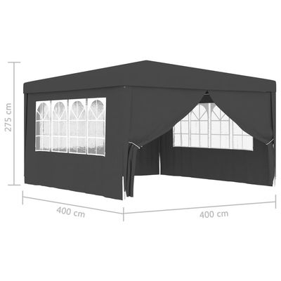 Professional Party Tent with Side Walls 4x4 m Anthracite 90 g/m?