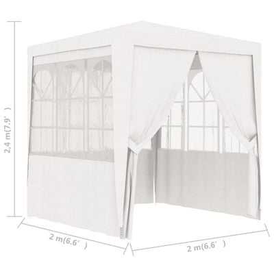 Professional Party Tent with Side Walls 2x2 m White 90 g/m²