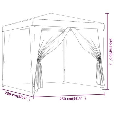 Party Tent with 4 Mesh Sidewalls 2.5x2.5 m White