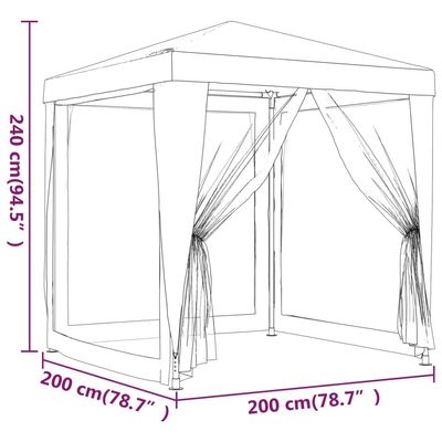 Party Tent with 4 Mesh Sidewalls Anthracite 2x2 m HDPE