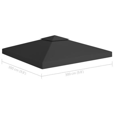 2-Tier Gazebo Top Cover 310 g/m² 3x3 m Black