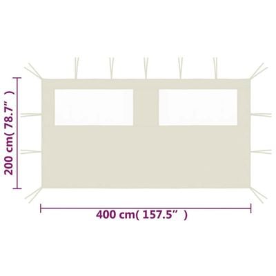 Gazebo Sidewall with Windows 4x2 m Cream