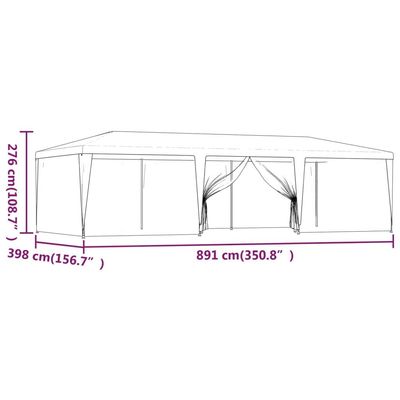 Party Tent with 8 Mesh Sidewalls Blue 9x4 m HDPE