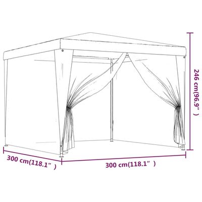 Party Tent with 4 Mesh Sidewalls Anthracite 3x3 m HDPE