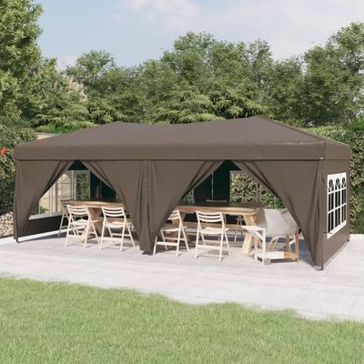 Folding Party Tent with Sidewalls Taupe 3x6 m