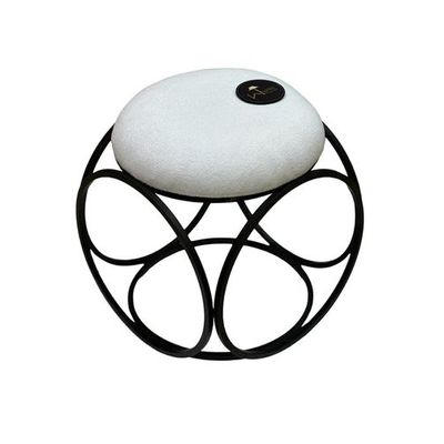 Wooden Twist Modern Round Spherical Design Wrought Iron Ottoman Comfortable Cushion
