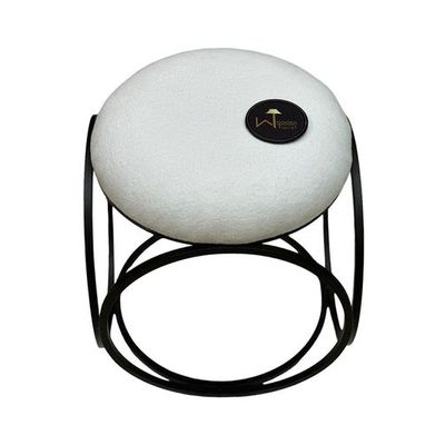 Wooden Twist Modern Round Spherical Design Wrought Iron Ottoman Comfortable Cushion