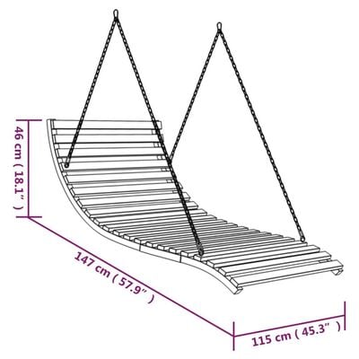 Swing Bed Solid Bent Wood with Teak Finish 115x147x46 cm