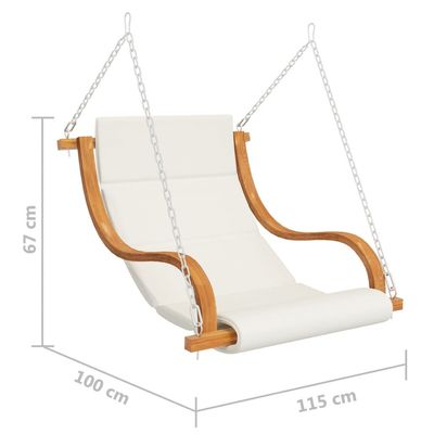 Swing Chair with Cream Cushion Bent Wood with Teak Finish