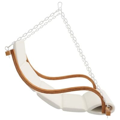 Swing Chair with Cream Cushion Bent Wood with Teak Finish