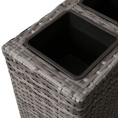 Garden Raised Bed with 4 Pots Poly Rattan Grey
