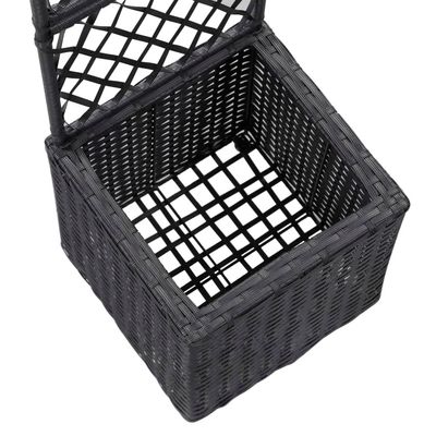 Trellis Raised Bed with 1 Pot 30x30x107 cm Poly Rattan Black