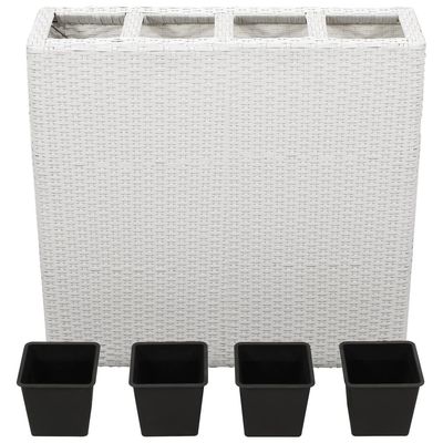 Garden Raised Bed with 4 Pots 2 pcs Poly Rattan White(2x45427)