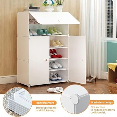 Plastic Modular Shoe Cabinet - White