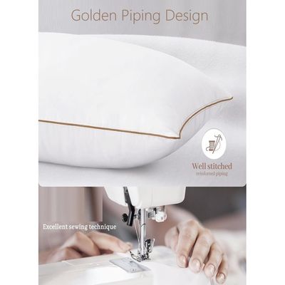 Golden Line Single Piping Classic Bed Pillow Cotton 50x75cm Made in Uae