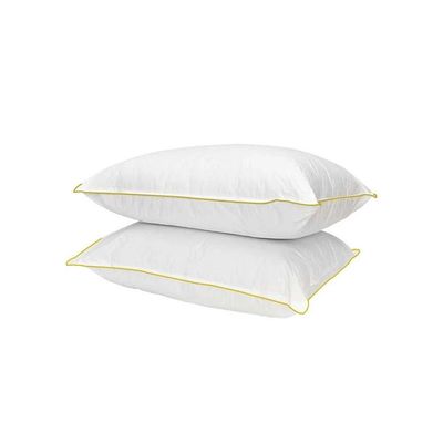2 Piece Pack Golden Line Single Piping Classic Bed Pillow Cotton 50x75cm Made in Uae