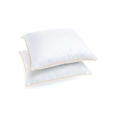 2 Piece Pack Soft Cotton Hotel Pillow Golden Single Piping Microfiber 50x70cm Made in Uae