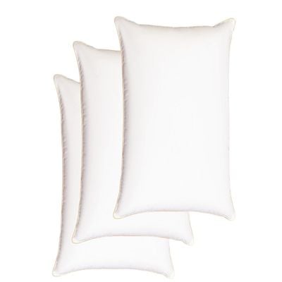 3 Piece Pack Golden Line Single Piping Classic Bed Pillow Cotton 50x75cm Made in Uae
