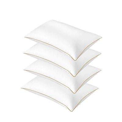 4 Piece Pack Soft Cotton Bed Pillow With Sngle Piping Pillow 50x70cm Made in Uae