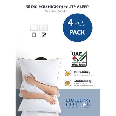 4 Piece Pack Soft Cotton Bed Pillow With Sngle Piping Pillow 50x70cm Made in Uae