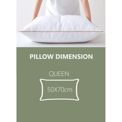 4 Piece Pack Soft Cotton Hotel Pillow Golden Single Piping Microfiber 50x70cm Made in Uae