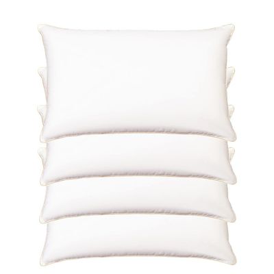 4 Piece Pack Soft Cotton Hotel Pillow Golden Single Piping Microfiber 50x70cm Made in Uae