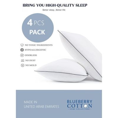 4 Piece Pack  Prime Single Piping Pillow With Black Line Microfiber 50x70cm Made in Uae