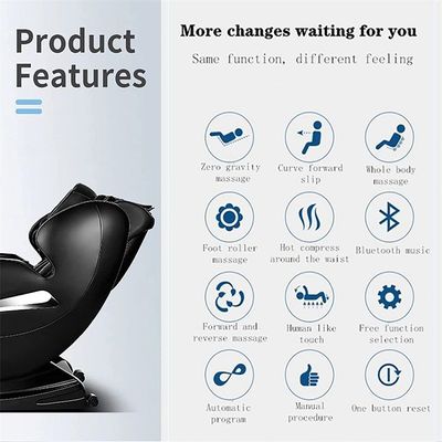 Leather Massage Chair for Full Body Massaging with 5 AUTO Programs + BK6 + Black