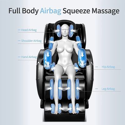 Leather Massage Chair for Full Body Massaging with 5 AUTO Programs + BK6 + Black