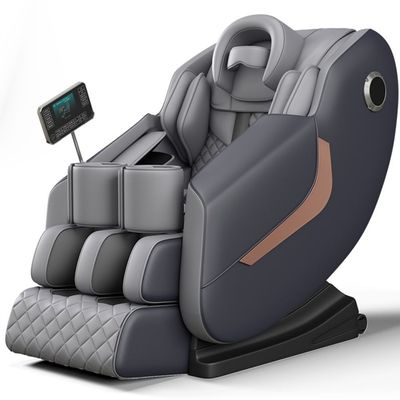 كرسي تدليك من الجلد لتدليك الجسم بالكامل مع 5 برامج تلقائية + BK6 + رمادي