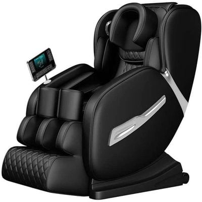 كرسي تدليك من الجلد لتدليك الجسم بالكامل مع 5 برامج تلقائية + Z6 + أسود