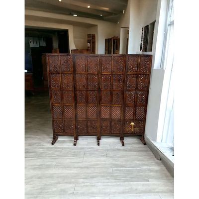 Wooden Twist 4 Panel Royal Solid Wood Room Divider Wood Separator Wooden Partition