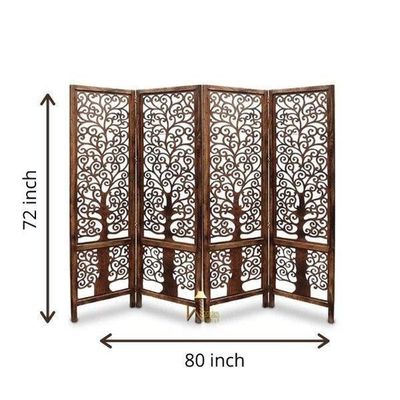 Handcrafted Brown Wooden Room Partition/Divider Screen