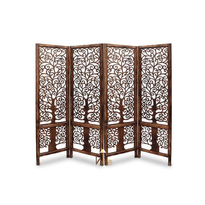 Handcrafted Brown Wooden Room Partition/Divider Screen