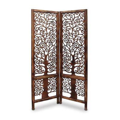 Handcrafted Brown Wooden Room Partition/Divider Screen